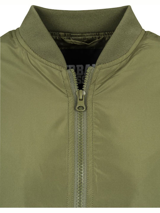 TB1217 Women's Short Bomber Jacket for Spring or Autumn Olive