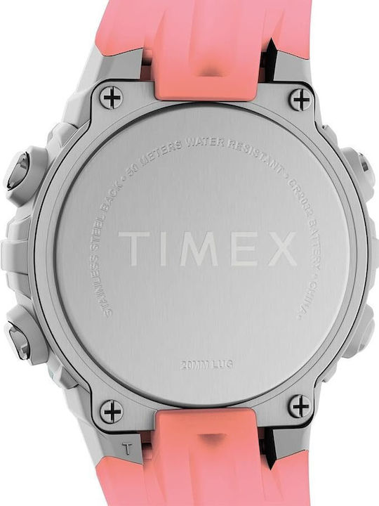 Timex Γυναικείο Ρολόι 33mm Μπαταρίας με Ροζ Καουτσούκ Λουράκι