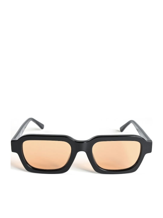 The Glass of Brixton Unisex Γυαλιά Ηλίου με Μαύρο Κοκκάλινο Σκελετό και Πορτοκαλί Φακό BS265 00