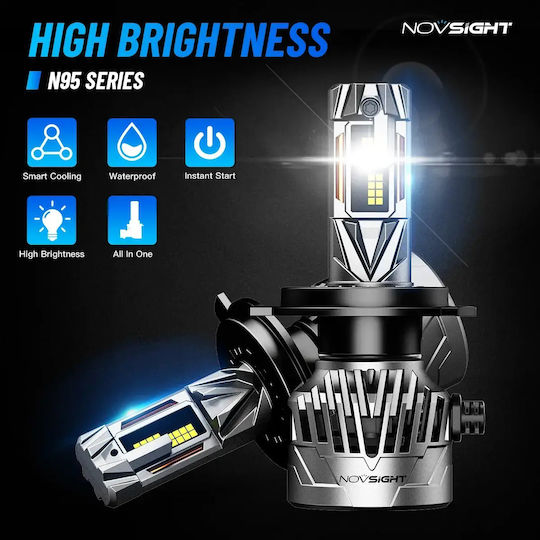NovSight Car Lamps H4 LED 6500K Cold White 12V / 9-32V 130W Quantity 2