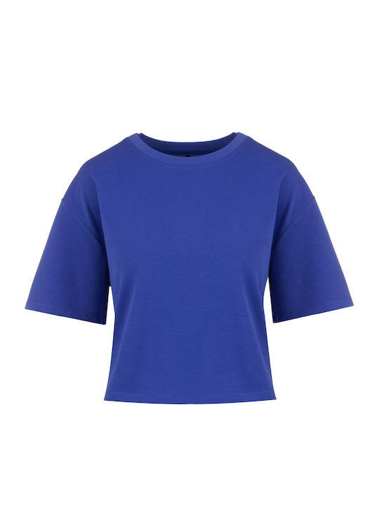 Tana 1125159 Women's Summer Crop Top Cotton Short Sleeve Blue