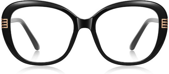 Techsuit Anti-Blue Light Glasses Reflex PC 2265 Women Butterfly TR90 & Metal Frame AC Lens Black Gold