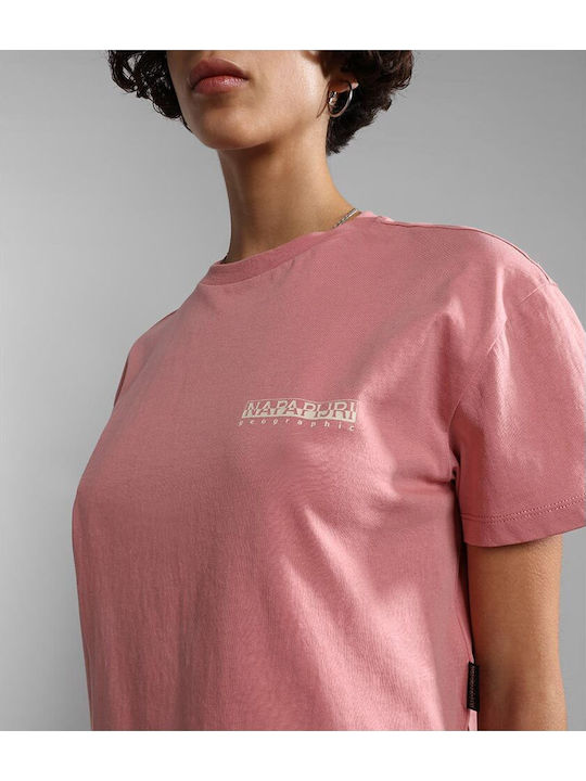 S-Cenepa Γυναικείο Καλοκαιρινό Crop Top Βαμβακερό Κοντομάνικο Ροζ