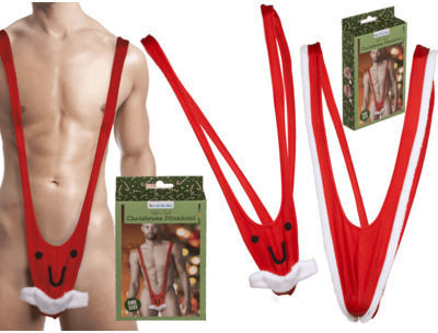 Out of the Blue Borat Mankini Christmas Edition Sexy Ανδρικό Body Μαγιό Mankini Christmas Edition Κόκκινο