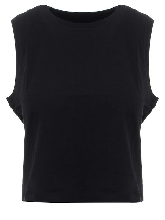 Soni Damen Crop Top Baumwolle Ärmellos Schwarz