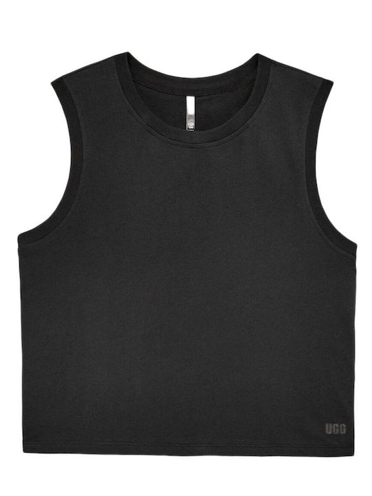 Soni Damen Crop Top Baumwolle Ärmellos Schwarz
