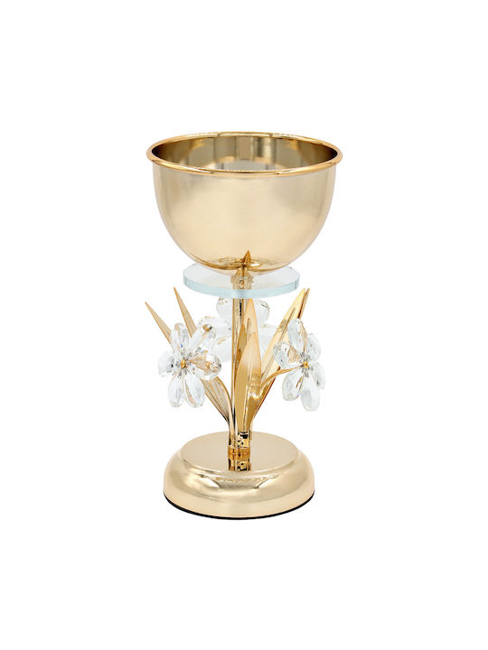 Decorative Metallic Flower Vase Φ16x30 Cm Gold Crystals Keskor 43203