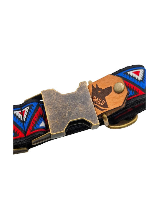 Dog Collar Kilim Urban Adjustable Fabric Collar Bailu M 32 52cm Width 2.5cm Red-Blue