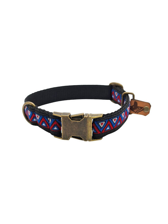 Dog Collar Kilim Urban Adjustable Fabric Collar Bailu M 32 52cm Width 2.5cm Red-Blue