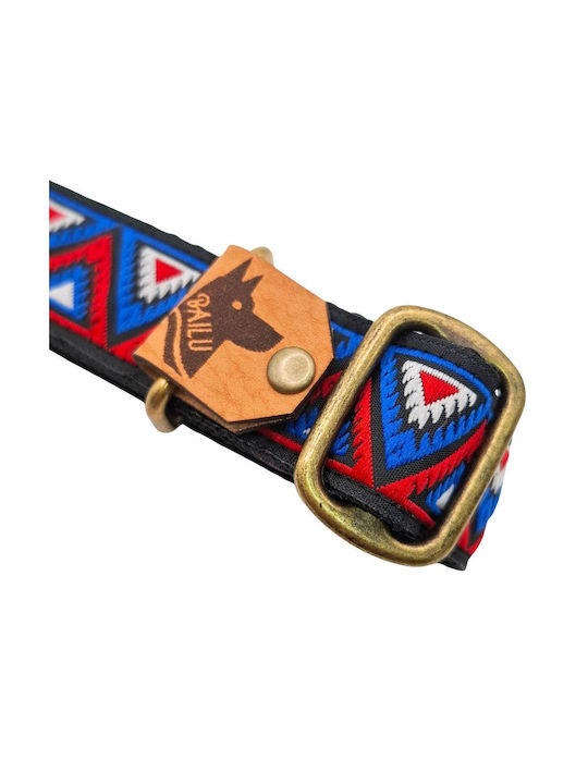 Dog Collar Kilim Urban Adjustable Fabric Collar Bailu S 28 44cm Width 2cm Red-Blue