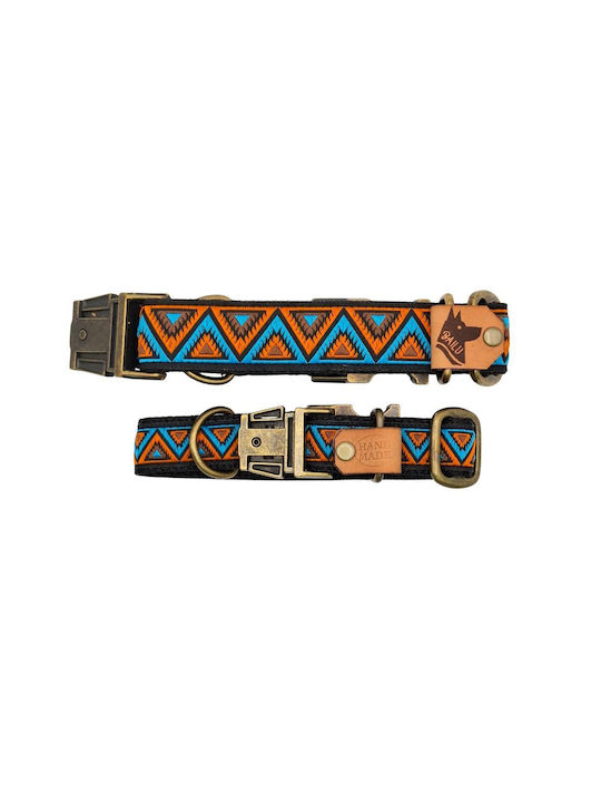Dog Collar Kilim Urban Adjustable Fabric Collar Bailu M 32 52cm Width 2.5cm Orange-Turquoise