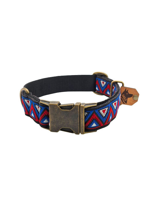 Dog Collar Kilim Urban Adjustable Fabric Collar Bailu Xs 22 34cm Width 2cm Red-Blue