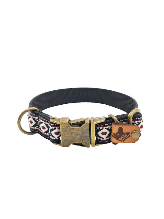 Dog Collar Tribal Urban Adjustable Fabric Collar Bailu S 28 44cm Width 2cm Red