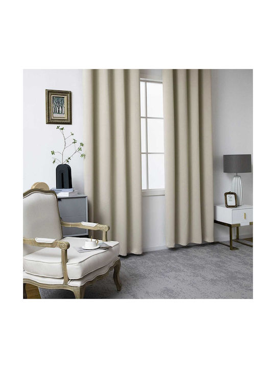 Beauty Home Κουρτίνα Συσκότισης με Τρουκς Μπεζ 140x270εκ.