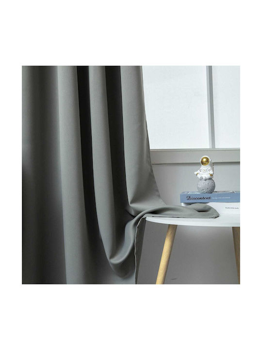 Beauty Home Κουρτίνα Συσκότισης με Τρουκς Γκρι 140x270εκ.