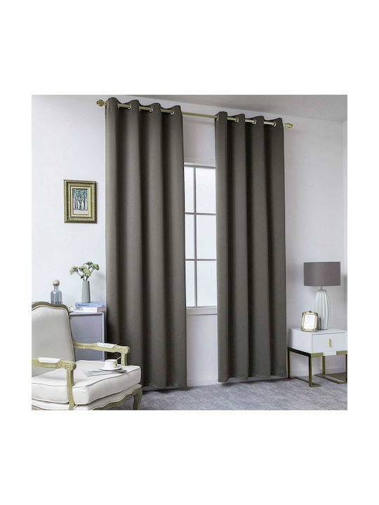 Beauty Home Blackout Curtain with Brown Grommets 140x270cm