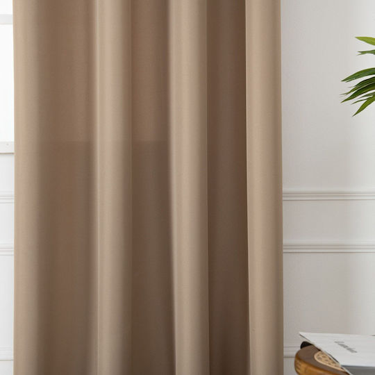 Beauty Home Κουρτίνα με Τρουκς Μπεζ 140x270εκ.