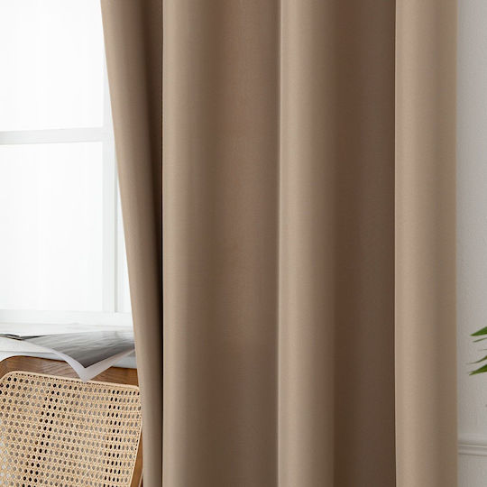 Beauty Home Κουρτίνα με Τρουκς Μπεζ 140x270εκ.