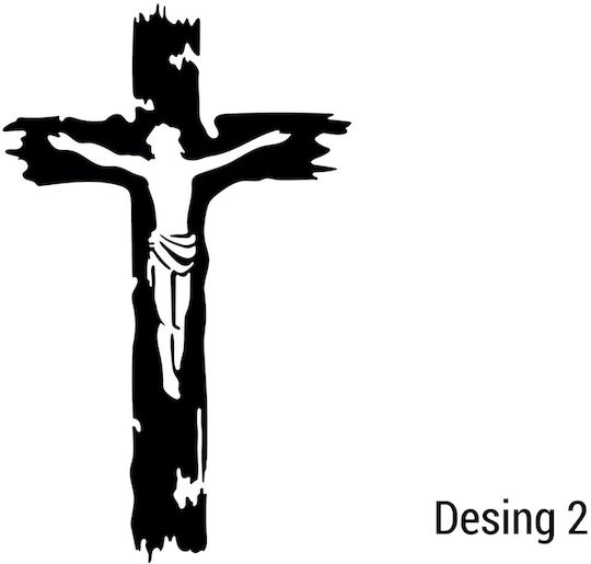 Metallic Cross Christ Depiction S35cm-x25cm Design-5