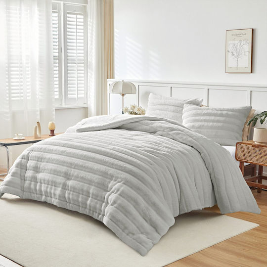 Liolios Home Κουβερτοπάπλωμα King Size 260x240εκ. Volcano Lt Grey
