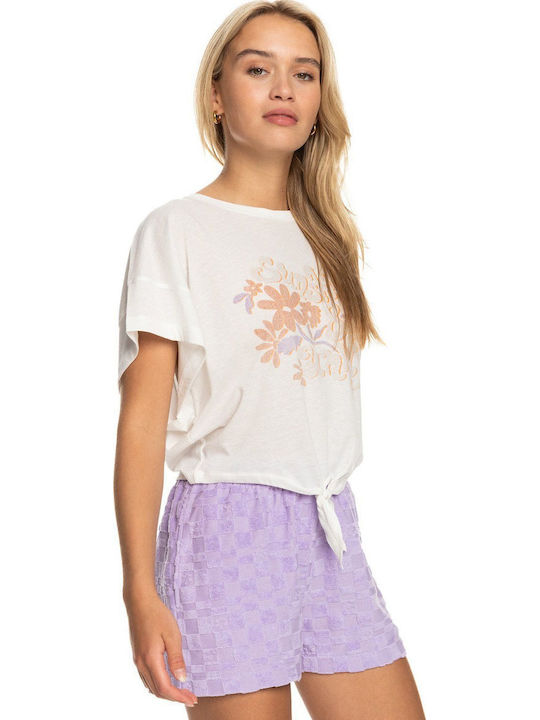 We Go To The Sea Women's Summer Crop Top Short Sleeve White
