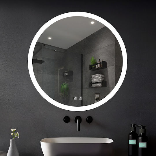 H2O Rund LED Berührung Badezimmerspiegel aus Metall 80x80cm
