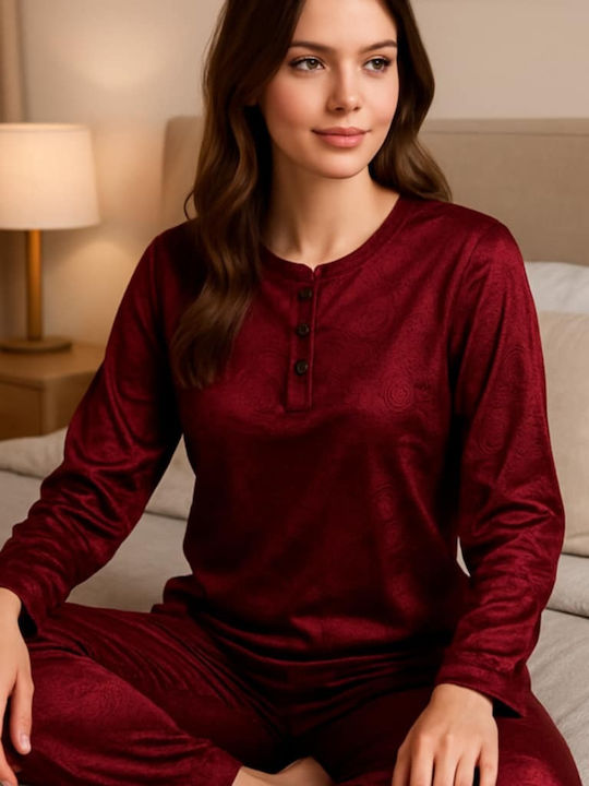 Caress Winter Damen Pyjama-Set Burgundy