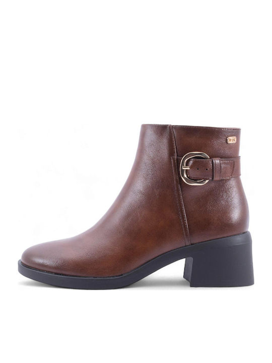 Women's Ankle Boots with Medium Heel Tabac Brown