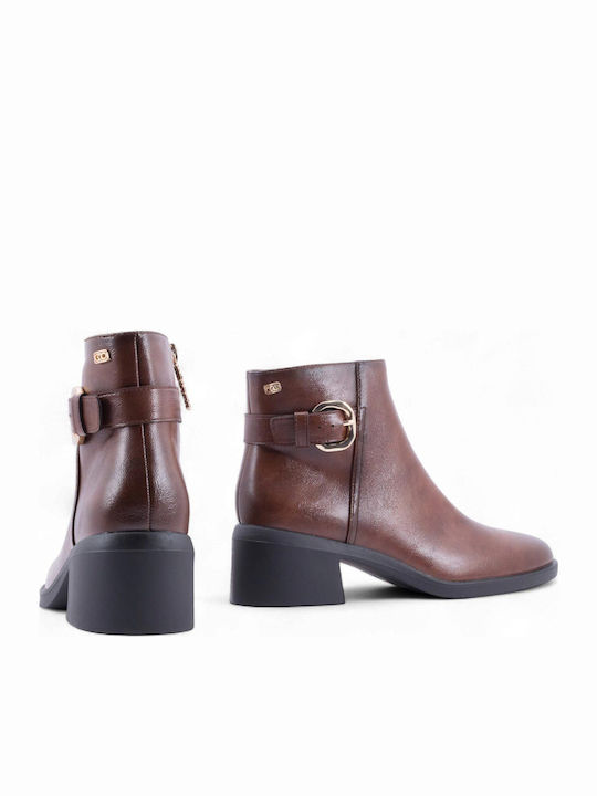 Women's Ankle Boots with Medium Heel Tabac Brown