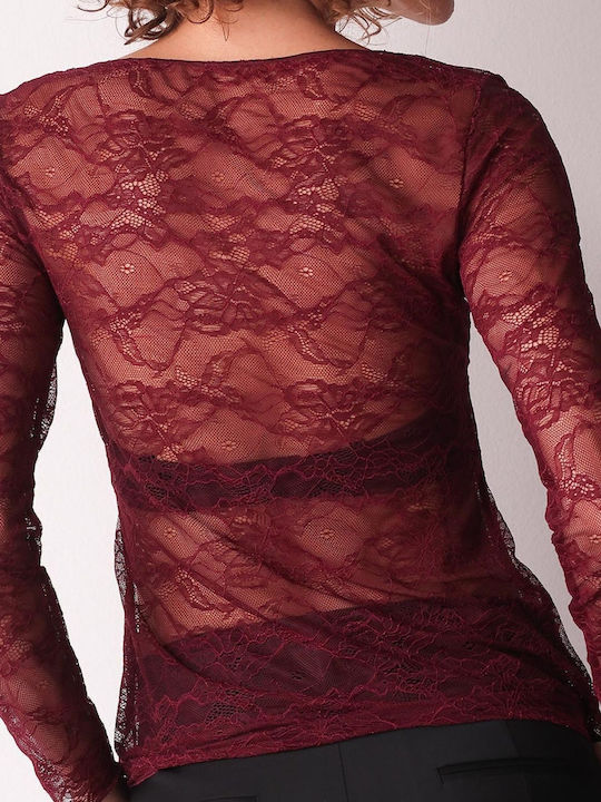 Women's Blouse Long Sleeve Burgundy