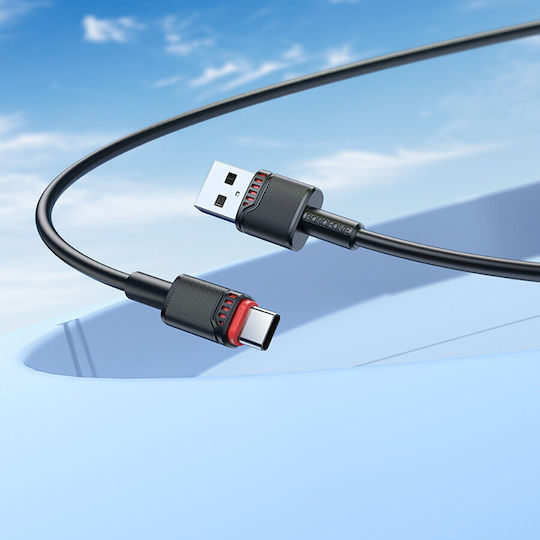 Borofone USB 2.0 Cable USB-C male - USB-A 18W Μαύρο 1m tt101796