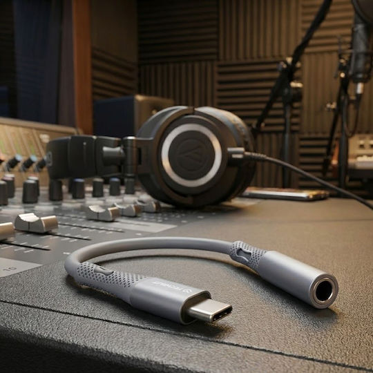 Techsuit Редовна USB 2.0 Кабел USB-C мъжки - 3,5 мм женски Сив 0.1м