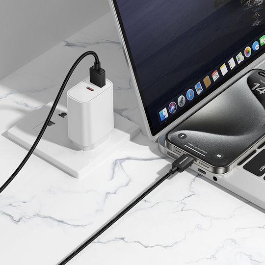 Borofone USB 2.0 Cable USB-C male - USB-A 18W Μαύρο 1m
