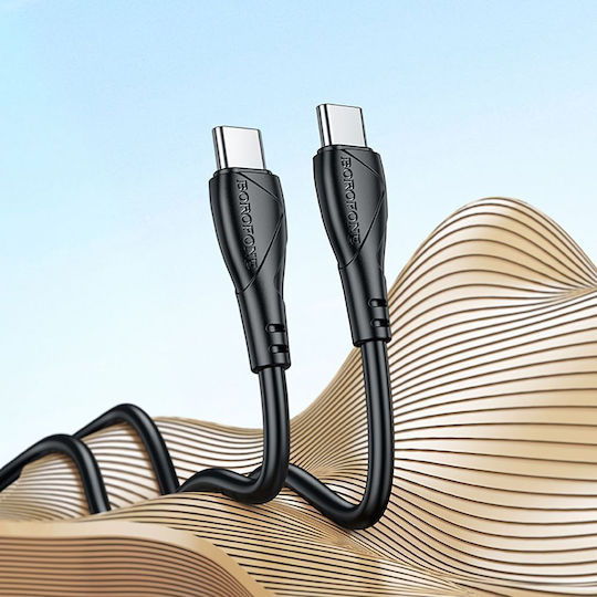 Borofone USB 2.0 Cable USB-C male - USB-C 60W PD Μαύρο 1m