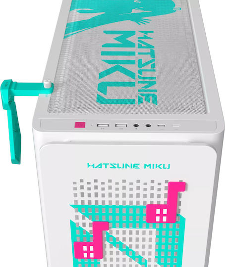 Asus A23 Hatsune Miku Edition Gaming Micro Tower Κουτί Υπολογιστή με Πλαϊνό Παράθυρο Μαύρο