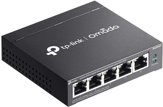 TP-LINK ES205GP v1 Managed L2 PoE+ Switch with 5 Gigabit (1Gbps) Ethernet Ports and 5 SFP Ports