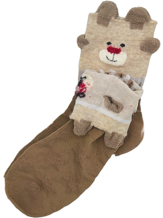 Gift-Me Women's Christmas Socks Beige Gift-Me Women's Christmas Socks Beige