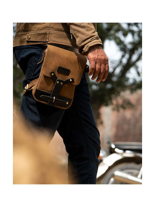 Trip Machine Geantă de Picior din Piele Thigh Bag Leg Bag Maro Tutun