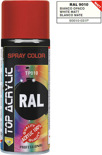 Eco Service Σπρέι Βαφής Top Acrylic με Ματ Εφέ Λευκό RAL 9010 400ml 12τμχ