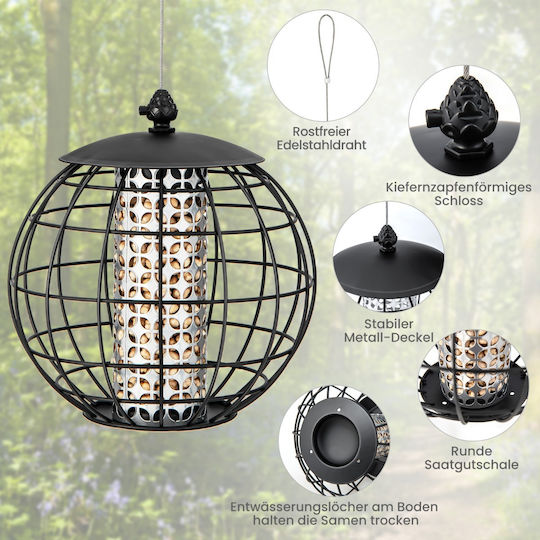 Costway Birds Feeding and Watering Feeder and Water Feeder in Black Color