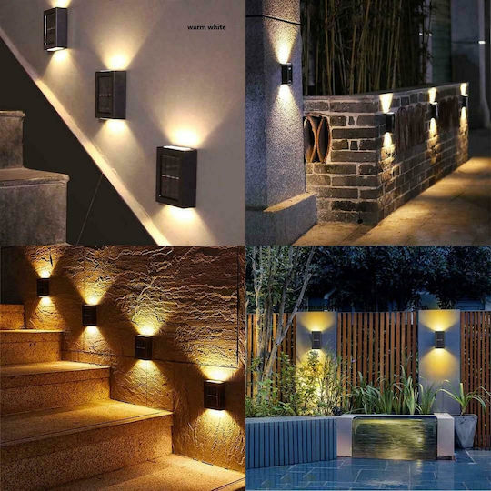 Set of 8 Wall Solar Lights Warm White 3000K with Photocell IP65