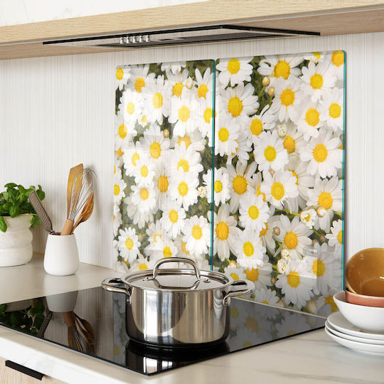 Glass Kitchen Board Tempered Glass Daisy Design 2x30x52 Cm