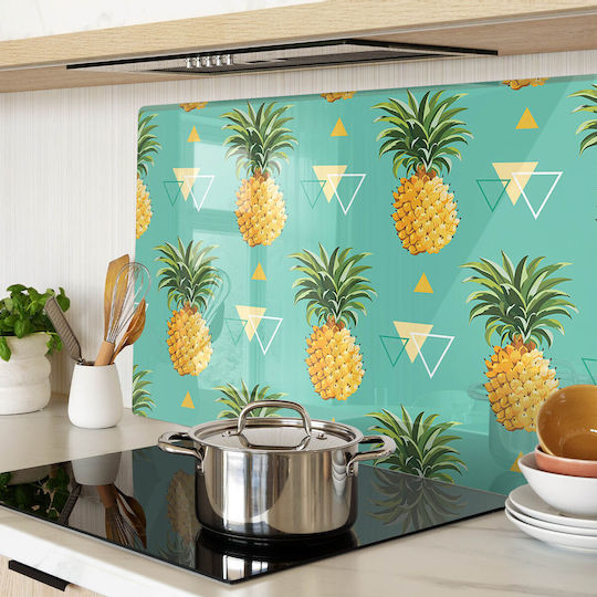 Elegante Schutz Glasplatte Für Küche Gehärtetes Glas Ananas 80x52 Cm