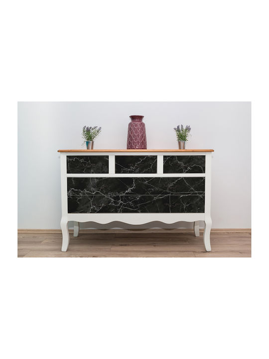 Autocolant Decorativ Mat pentru Mobilier de Casă Marmură Negru-Alb 100x50 Cm