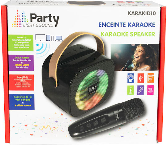 Party Boxă Karaoke cu Microfon Fără Fir și Efecte de Iluminare Negru