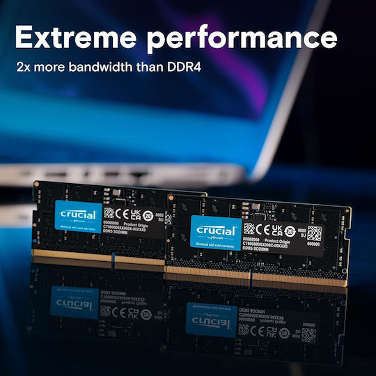 Crucial DDR5 128GB RAM with 2x64GB Modules and Speed 5600 for Laptop