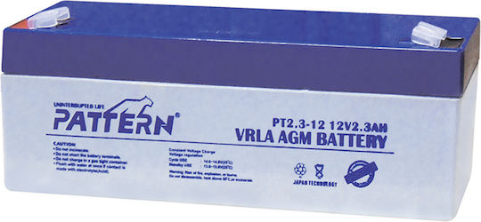 Pattern Battery PT2.3-12 UPS Batterie mit Kapazität 2.3Ah und Spannung 12V 5Stück