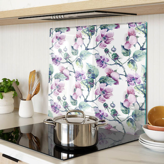 Wandsticker & Wandgemälde Hochwertiges Glas-Schild für die Küche Blumen Brombeere 60x52 cm Wandsticker & Wandgemälde Hochwertiges Glas-Schild für die Küche Blumen Brombeere 60x52 cm