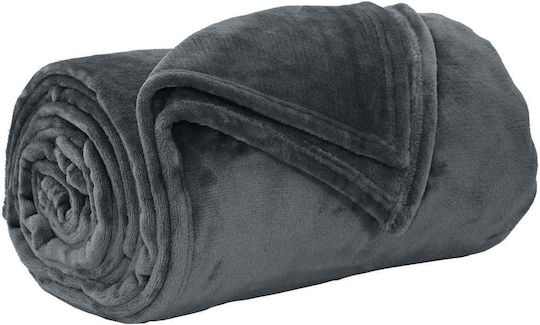 vidaXL Fleece Blanket Double 240x270cm Dark Grey