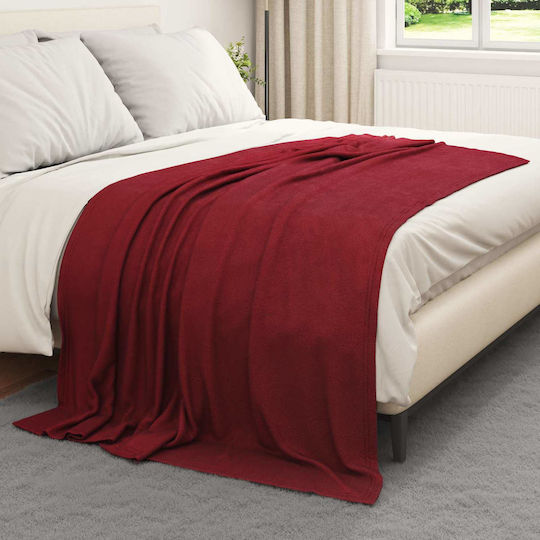 vidaXL Κουβέρτα Fleece Διπλή 200x150εκ. Βεραμάν, Κόκκινο